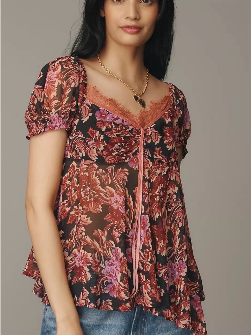 NWT By Anthropologie Ruffled Asymmetric Sweetheart Top